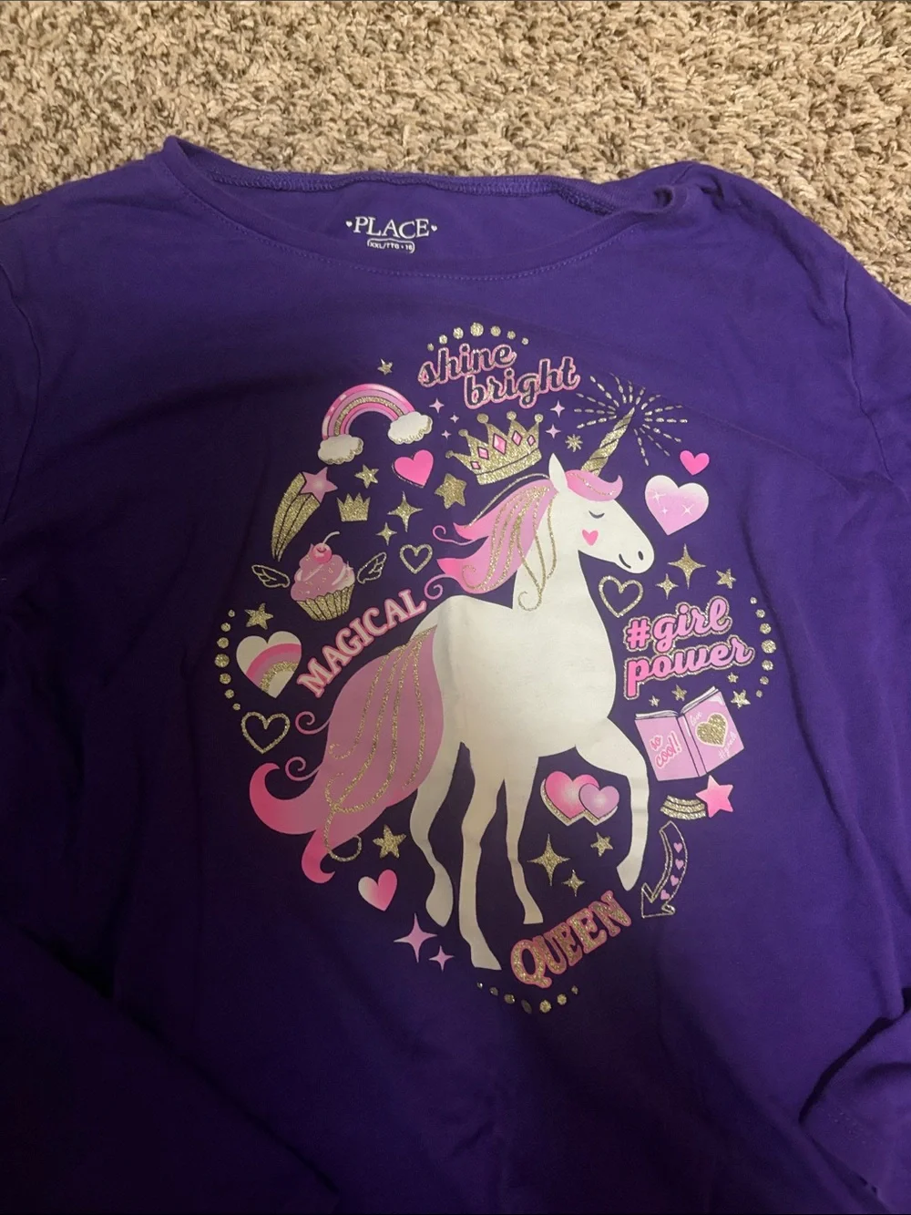 Girls Unicorn 2 T-shirts: PurpleLong Sleeve & Pink Short Sleeve